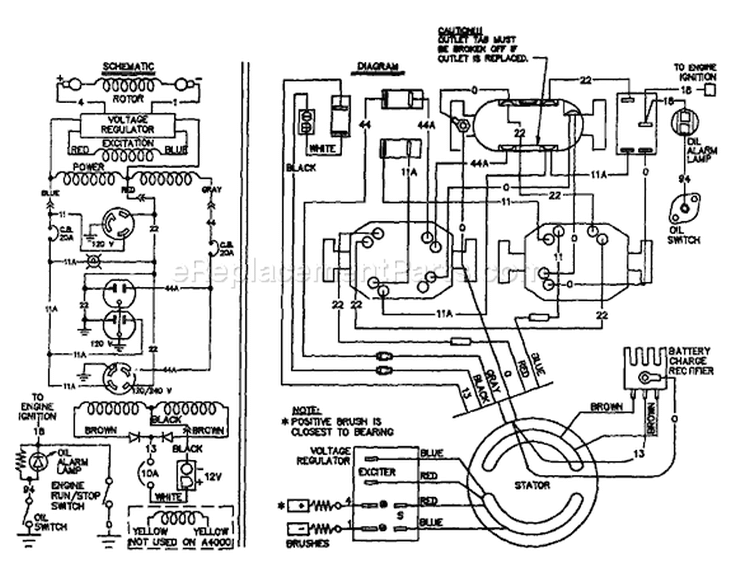 Page C Diagram and Parts List for 8969-2 A4000 Briggs and Stratton Generator